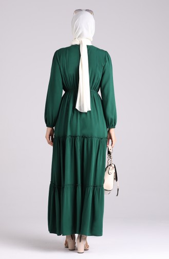 Smaragdgrün Hijab Kleider 3003A-02