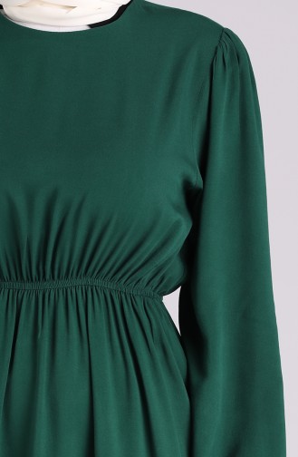 Elastic Sleeve Straight Dress 3003a-02 Emerald Green 3003A-02