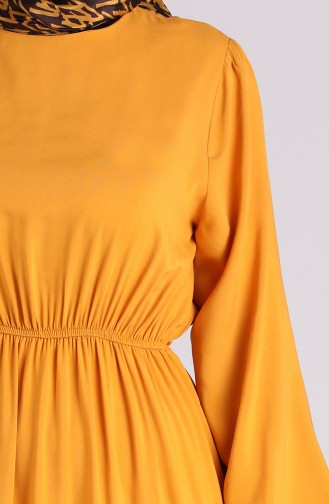 Elastic Sleeve Straight Dress 3003A-03 Mustard 3003A-03