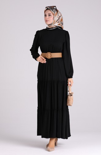 Schwarz Hijab Kleider 3003A-04