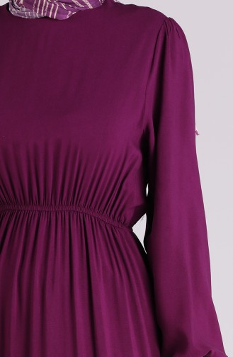 Elastic Sleeve Straight Dress 3003a-05 Purple 3003A-05