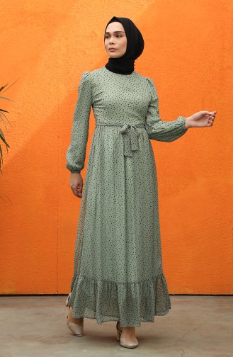 Unreife Mandelgrün Hijab Kleider 6088-01