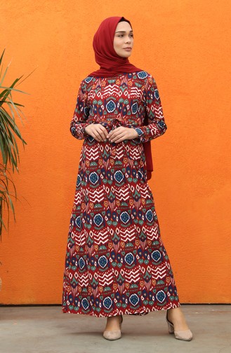 Ziegelrot Hijab Kleider 5710B-03