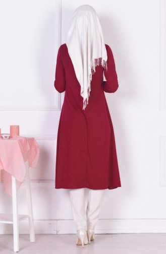 Long Tunic with Necklace 3047-02 Claret Red 3047-02