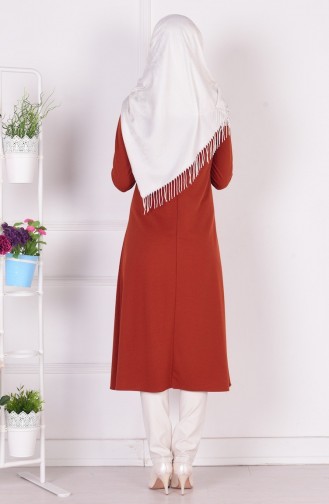 Long Tunic with Necklace 3047-01 Brick Red 3047-01