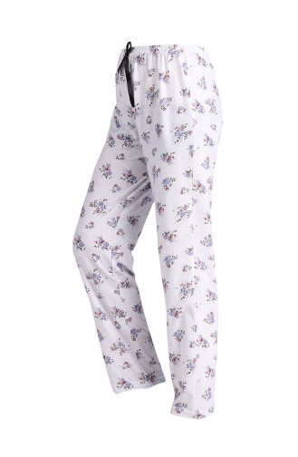 Desenli Pijama Altı 0061-01 Ekru