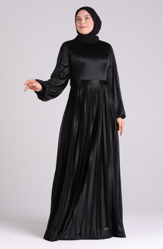 Plus Size Pleated Evening Dress 4828-01 Black 4828-01