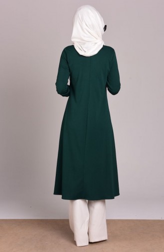 Long Tunic with Necklace 3047-03 Emerald Green 3047-03