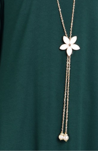 Long Tunic with Necklace 3047-03 Emerald Green 3047-03