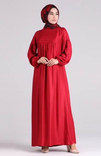 Claret Red Hijab Dress 8036-03