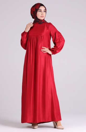 Claret Red Hijab Dress 8036-03