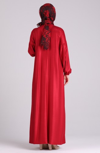 Claret Red Hijab Dress 8036-03