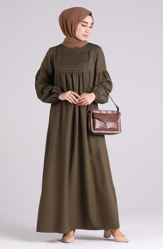 Khaki Hijab Kleider 8036-01