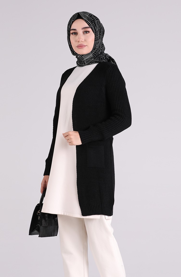 Triko Cepli Hırka 1462-05 Siyah