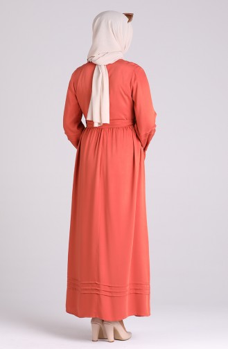 Brick Red Hijab Dress 8018-03