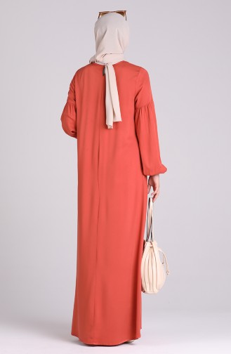 Brick Red Hijab Dress 8036-04