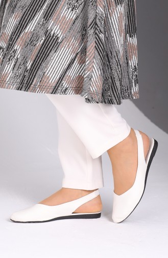 White Women`s Flats 0172-03