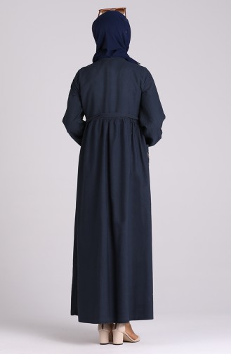 Dark Navy Blue Hijab Dress 7043-01