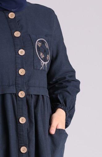 Dark Navy Blue Hijab Dress 7043-01