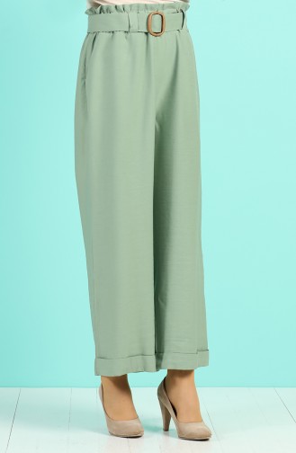 Belted wide-leg Trousers 10006-01 Sea Green 10006-01