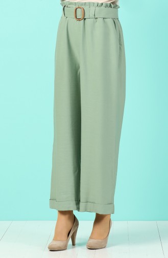 Belted wide-leg Trousers 10006-01 Sea Green 10006-01