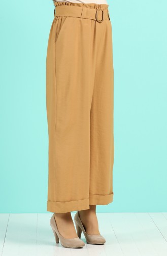 Wide Leg Pants with Belt 10006-03 Mustard 10006-03