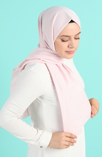 Çizgili Pamuk Şal 4742-04 Pudra