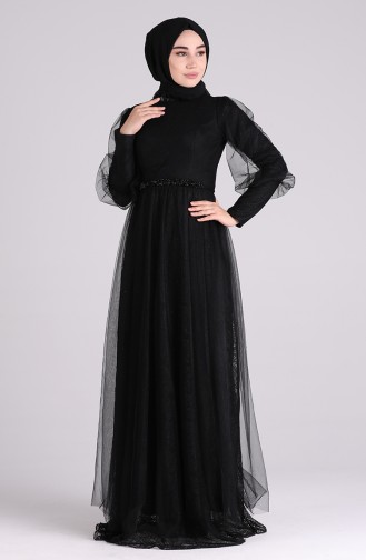 Schwarz Hijab-Abendkleider 4810-01