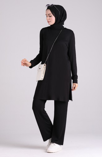 Penye Tunik Pantolon İkili Takım 1005-03 Siyah