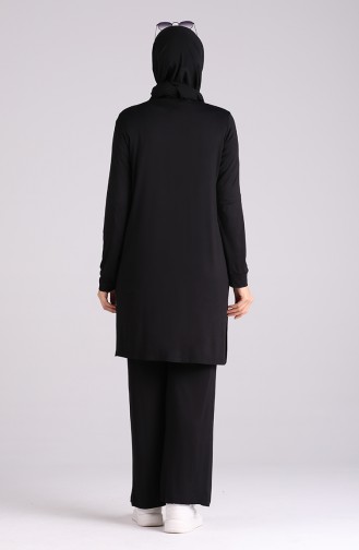 Penye Tunik Pantolon İkili Takım 1005-03 Siyah