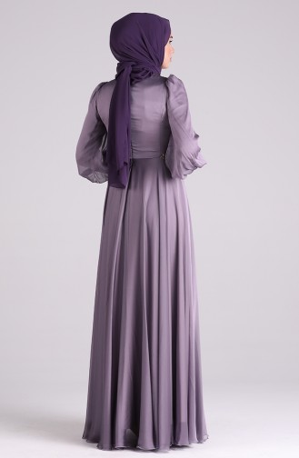 Purple Hijab Evening Dress 6166-08