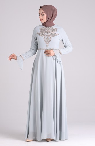 Unreife Mandelgrün Hijab-Abendkleider 6179-01