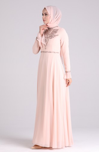 Lachsrosa Hijab-Abendkleider 6179-02