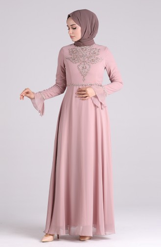 Beige-Rose Hijab-Abendkleider 6179-03