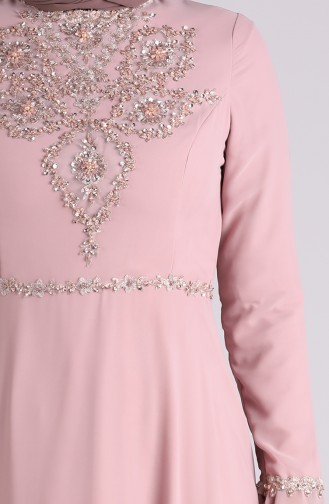 Beige-Rose Hijab-Abendkleider 6179-03