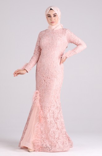 Feathered Evening Dress 4702-07 Powder 4702-07