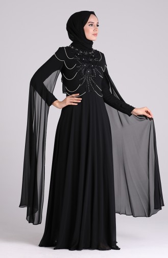 Schwarz Hijab-Abendkleider 4714-02