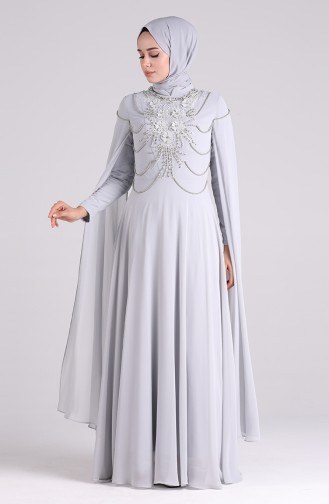 Grau Hijab-Abendkleider 4714-06