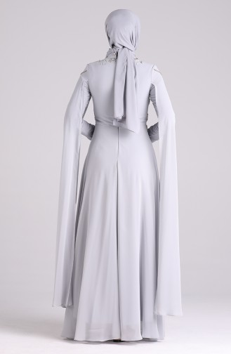 فساتين سهرة بتصميم اسلامي رمادي 4714-06