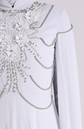 فساتين سهرة بتصميم اسلامي رمادي 4714-06