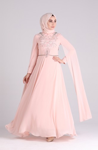 Lachsrosa Hijab-Abendkleider 4715-05