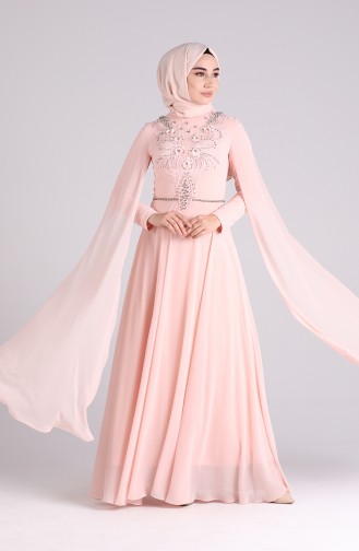 Lachsrosa Hijab-Abendkleider 4715-05