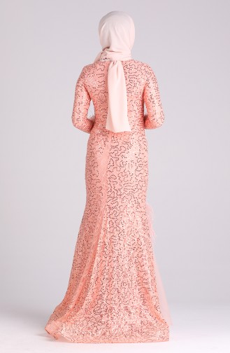 Sequined Evening Dress 4590-01 Salmon 4590-01