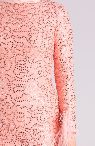 Sequined Evening Dress 4590-01 Salmon 4590-01