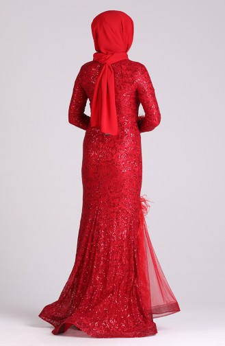 Sequined Evening Dress 4590-02 Red 4590-02