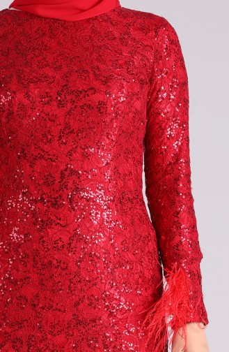 Sequined Evening Dress 4590-02 Red 4590-02