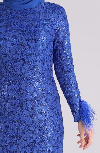 Saks-Blau Hijab-Abendkleider 4590-03