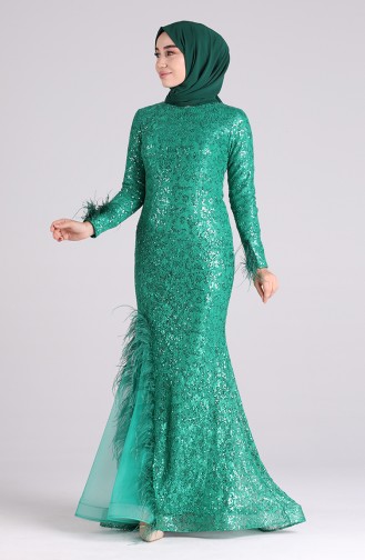 Sequined Evening Dress 4590-04 Emerald Green 4590-04