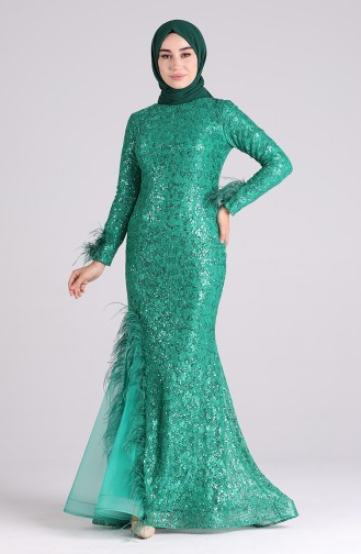 Sequined Evening Dress 4590-04 Emerald Green 4590-04