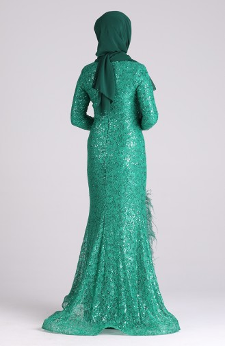 Sequined Evening Dress 4590-04 Emerald Green 4590-04